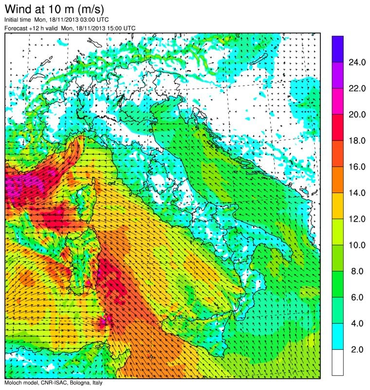 8 - Analisi meteorologica dell’evento alluvionale del 18 novembre 2013 in Sardegna