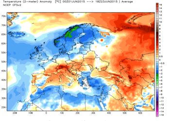ncep cfsr europe t2m anom 350x250 - Prime 3 settimane di giugno molto calde: ecco quanto