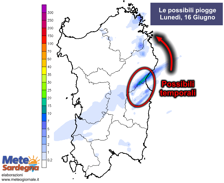 Le possibili piogge di oggi.