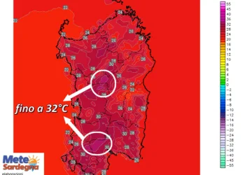 t2m 371 350x250 - Mercoledì temperature in calo: residui picchi di 32°C