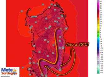 t2m 372 350x250 - Caldo opprimente: Oristano supera i 37°C!
