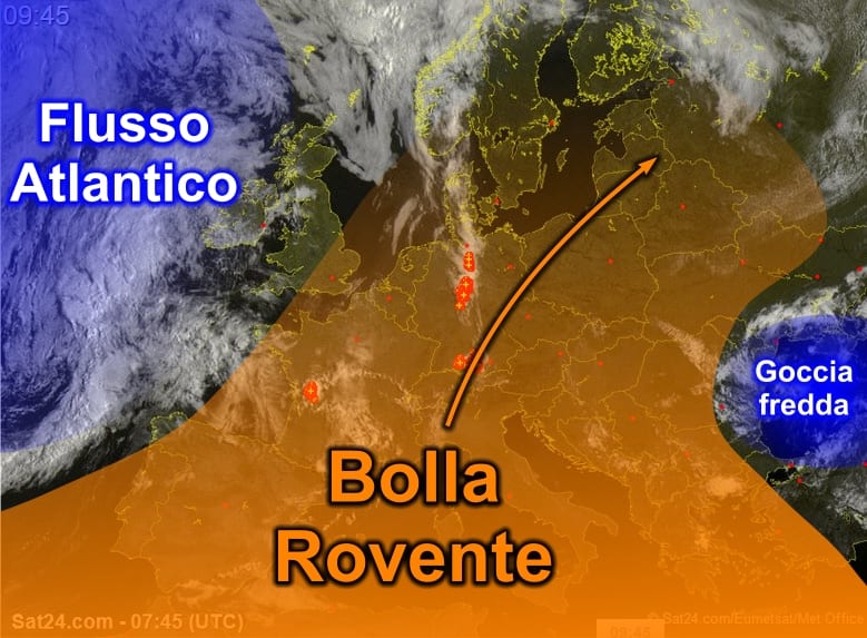 MeteoSat1 - La "bolla rovente" è tra le Baleari e la Sardegna