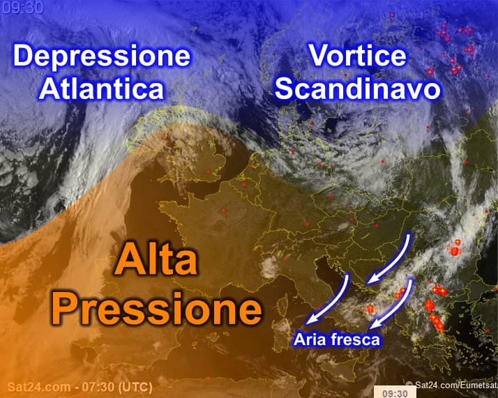 Meteosat1 1 - L'aria fresca da est irrompe anche in Sardegna