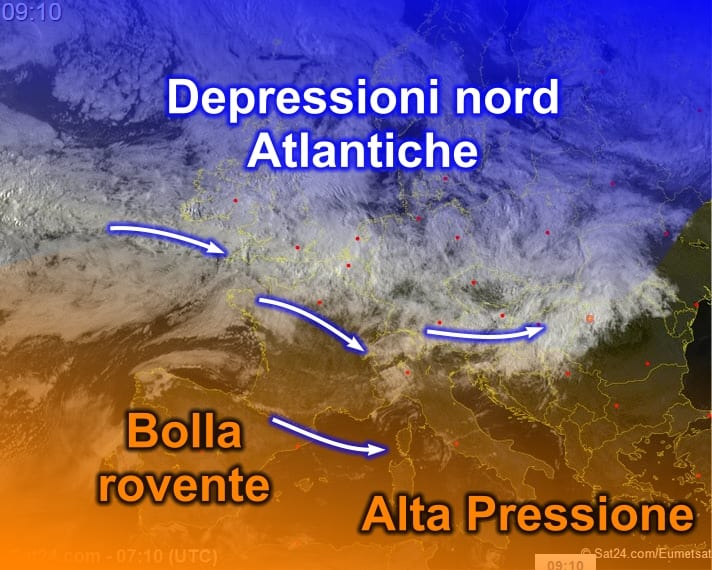 Meteosat3 1 - Ecco il perché del vento: perturbazioni a ridosso delle Alpi