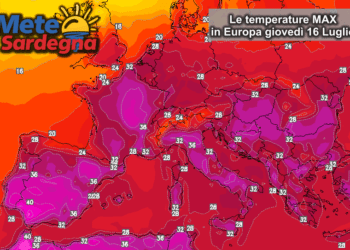 Temperature Europa 350x250 - L'animazione del terribile caldo atteso in Europa e nel Mediterraneo