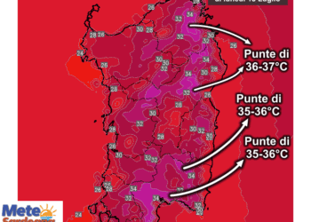 Temperature massime6 350x250 - Ennesima notte bollente: Cagliaritano sopra i 25°C!