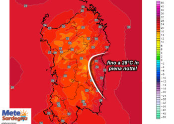 t2m 24 350x250 - Ennesima notte bollente: Cagliaritano sopra i 25°C!