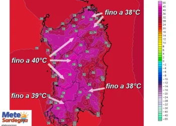 t2m 3610 350x250 - Sabato il caldo picchierà duro: 40°C fino ad Oristano!