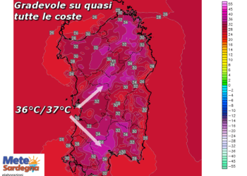 t2m 604 350x250 - Ennesima notte bollente: Cagliaritano sopra i 25°C!