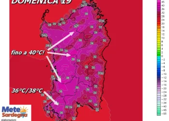 t2m 607 350x250 - Pomeriggio di fuoco: superati i 38°C a Barrali e San Vito