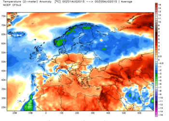 Anomalie Europa 350x250 - Ecco quanto ha fatto caldo nelle prime 2 settimane di Luglio