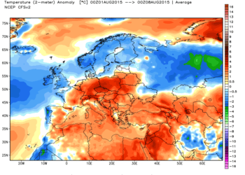 Anomalie termiche 350x250 - Bilancio prima settimana d'agosto: prosegue il caldo anomalo