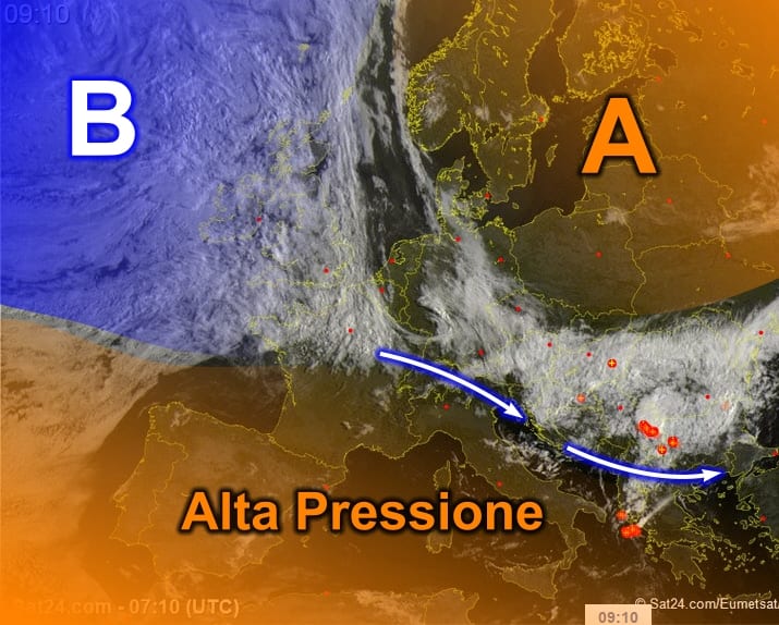 Meteosat7 - Avanza l'Alta Pressione: tornerà l'estate