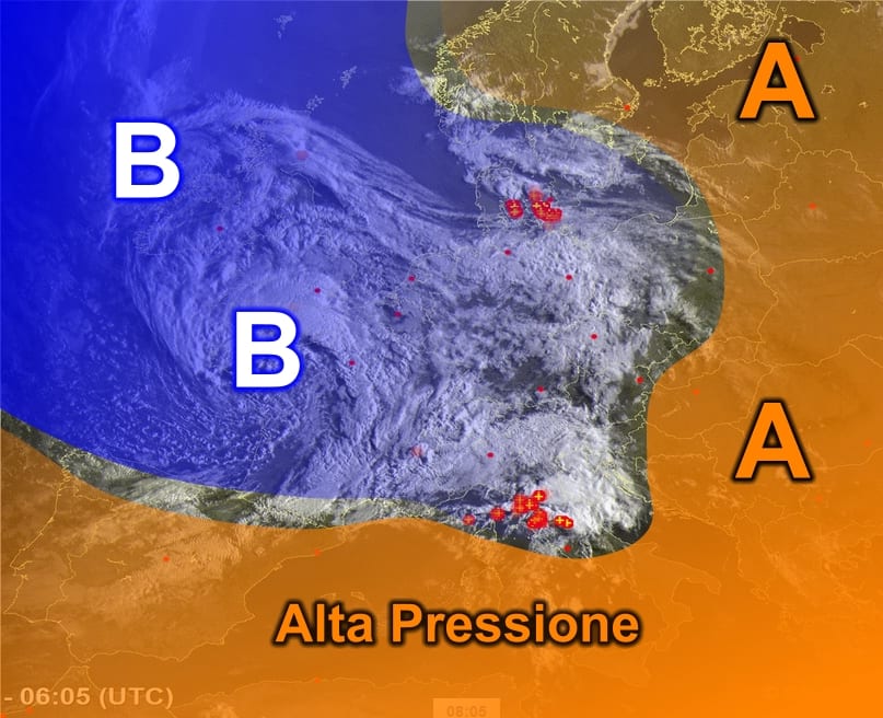 Meteosat9 - Alta Pressione vs Perturbazione atlantica: chi la spunterà?