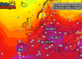 Temperature europa 350x250 - L'animazione del terribile caldo atteso in Europa e nel Mediterraneo