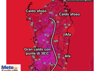 Temperature massime1 350x250 - Domenica caldo torrido nel Cagliaritano: possibili 38°C!