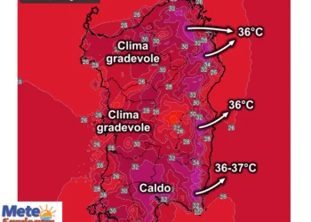 Temperature massime16 350x250 - Sardegna spaccata in due: farà caldo a est, meno a ovest