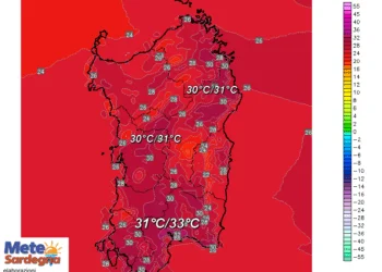 t2m 3610 350x250 - Rispetto a ieri persi fino a 7°C in Campidano e Cagliaritano