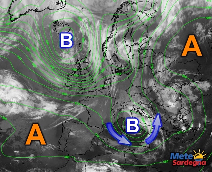 Fonte immagine EumetSat 2015, rielaborazione grafica a cura della Redazione del Meteo Sardegna.
