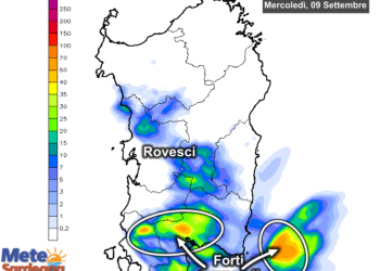 Piogge2 350x250 - Goccia fredda prossima alla Sardegna; meteo in peggioramento