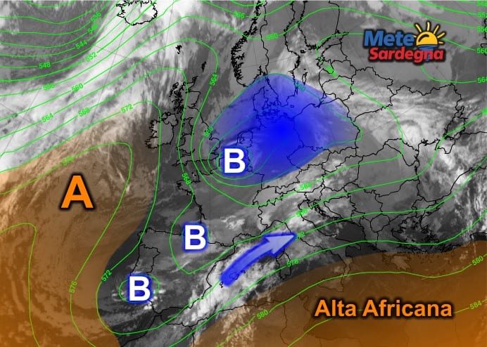 Meteosat Sardegna - Ovest Europa sotto maltempo: presto arriverà da noi
