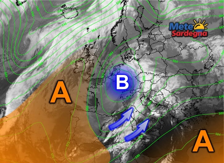 Fonte immagine EumetSat 2015, rielaborazione grafica a cura della Redazione del Meteo Sardegna.