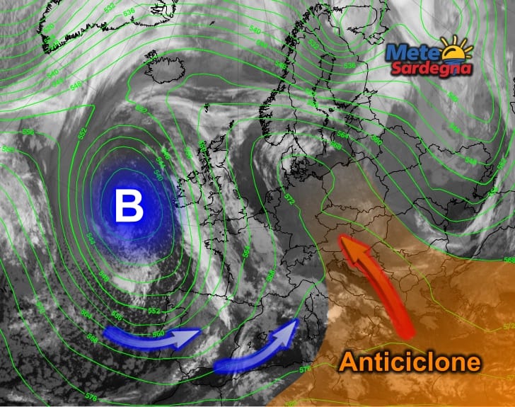Fonte immagine EumetSat 2015, rielaborazione grafica a cura della Redazione del Meteo Sardegna.