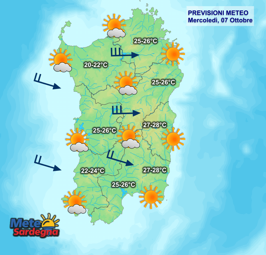 Oggi4 - Maestrale e temperature in calo. Un po' di nubi a ovest