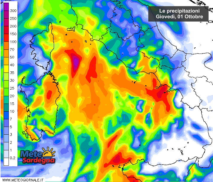 Piogge2 - Condizioni meteo avverse: previsione per il 1° ottobre