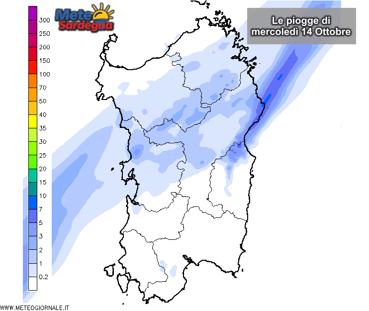 Le piogge secondo il nostro LAM, modello ad altissima risoluzione del Meteo Sardegna.