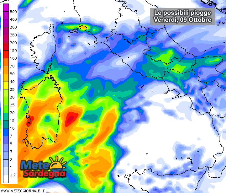 Pioggia - Ciclone mediterraneo: venerdì alto rischio nubifragi