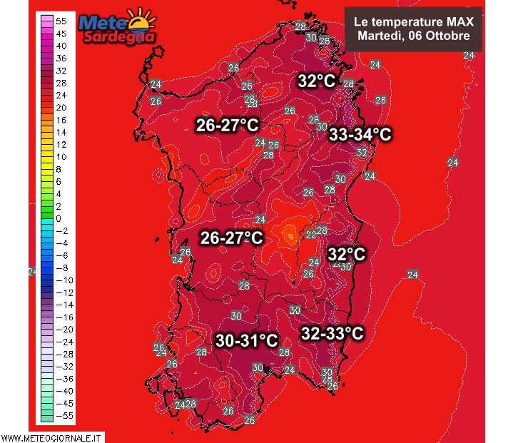 Temperature massime - Caldo da piena estate: attesi picchi di 33-34°C