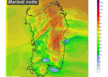 martedì notte 350x250 - Lunedì raffiche di ponente e super caldo su Cagliari e ad est