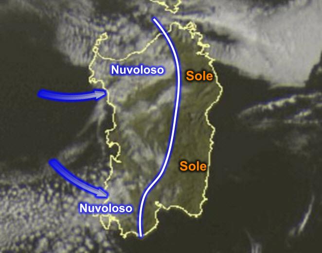 Fonte immagine Sat24, rielaborazione grafica a cura della Redazione del Meteo Sardegna.