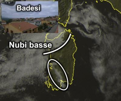 Fonte immagine Sat24, rielaborazione grafica a cura della Redazione del Meteo Sardegna.