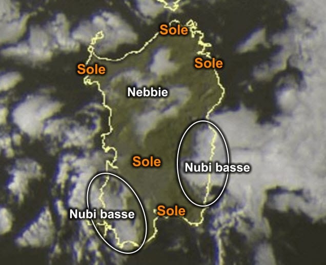 Fonte immagine Sat24, rielaborazione grafica a cura della Redazione del Meteo Sardegna.