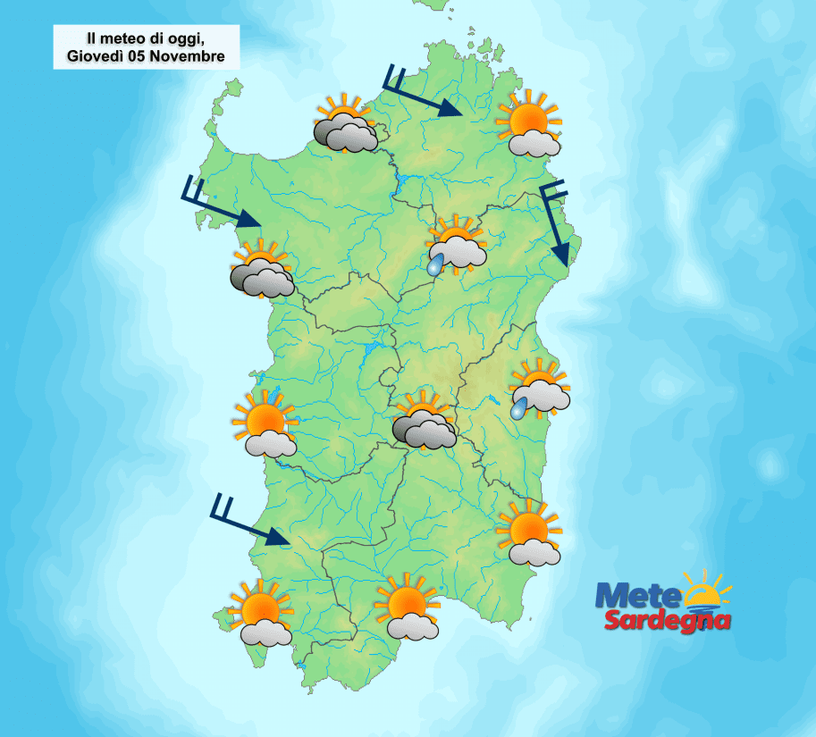 Il meteo di oggi, giovedì 05 Novembre.