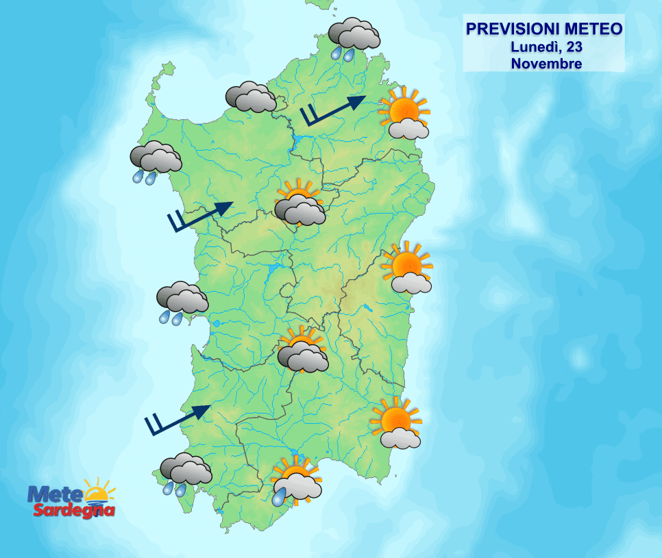 Oggi13 - Piogge su ovest Sardegna, più schiarite su settori orientali