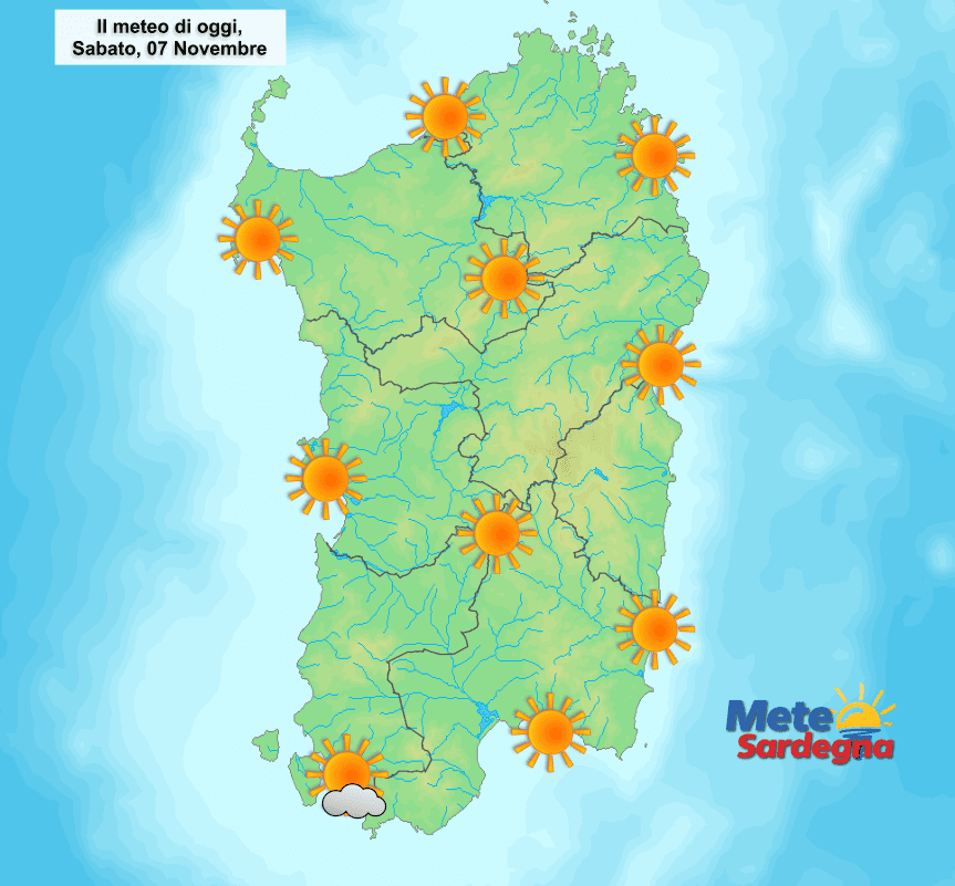 Il meteo di oggi, sabato 07 Novembre.