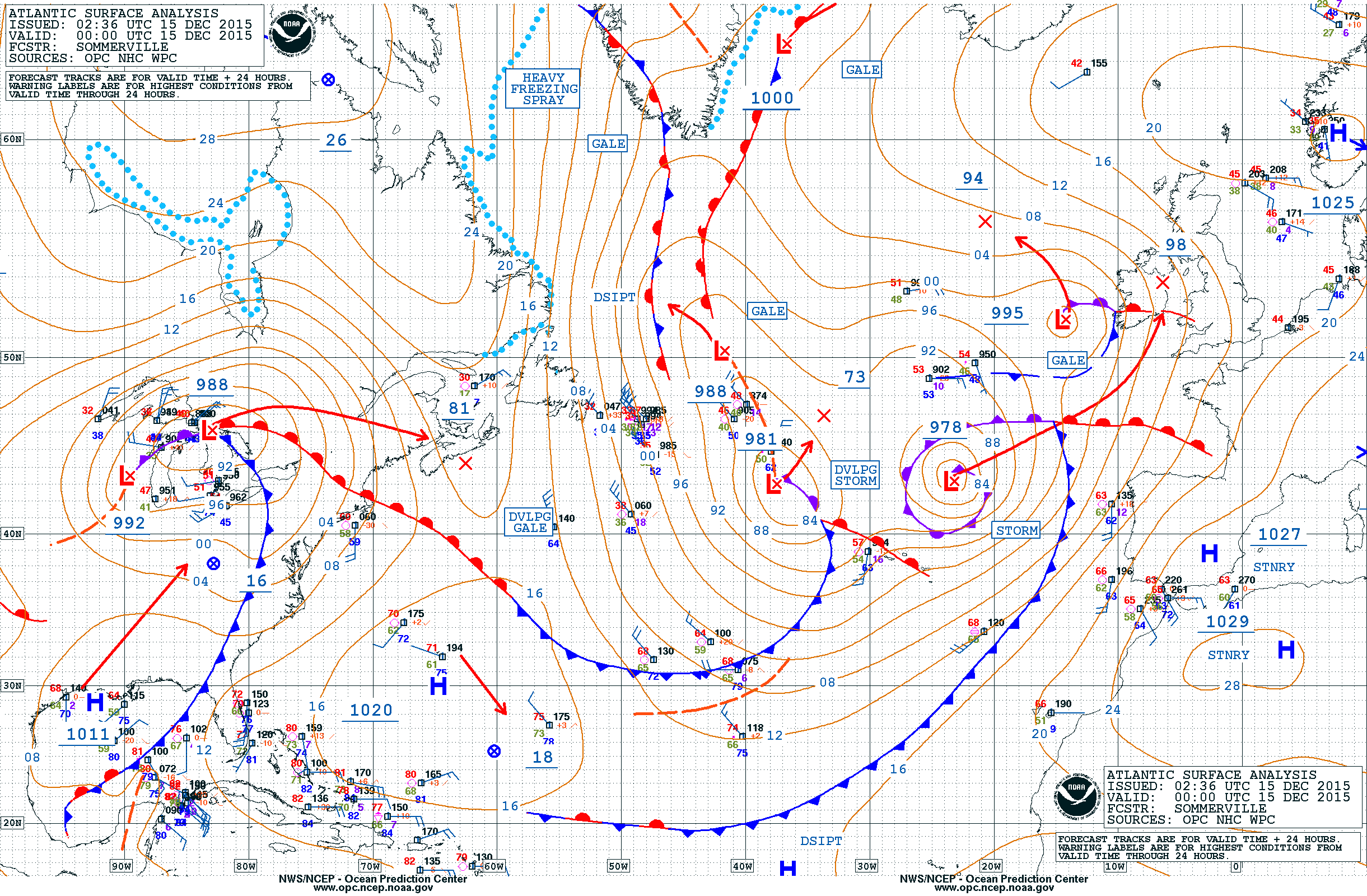 A sfc full ocean color - Natale al caldo? La causa è in Atlantico, a ridosso delle Azzorre