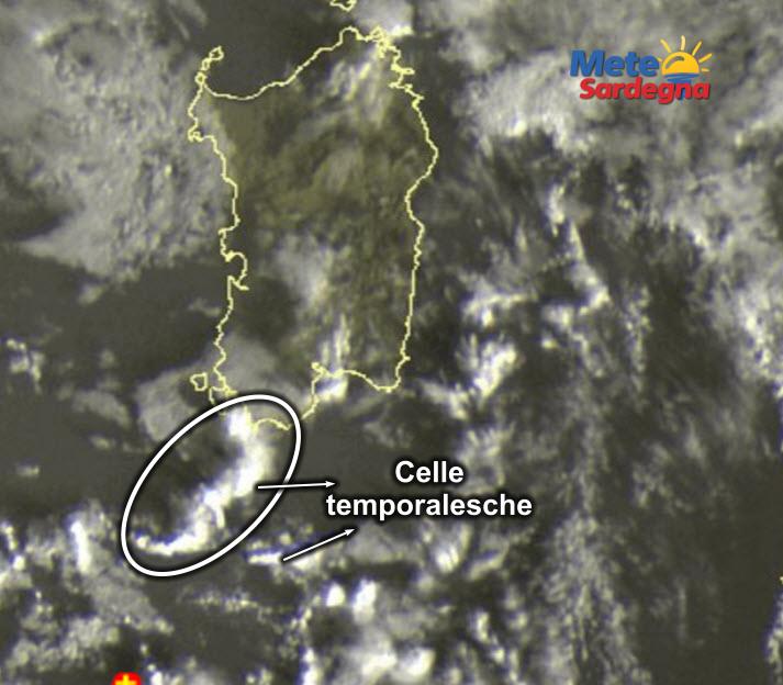 Fonte immagine Sat24, rielaborazione grafica a cura della Redazione del Meteo Sardegna.