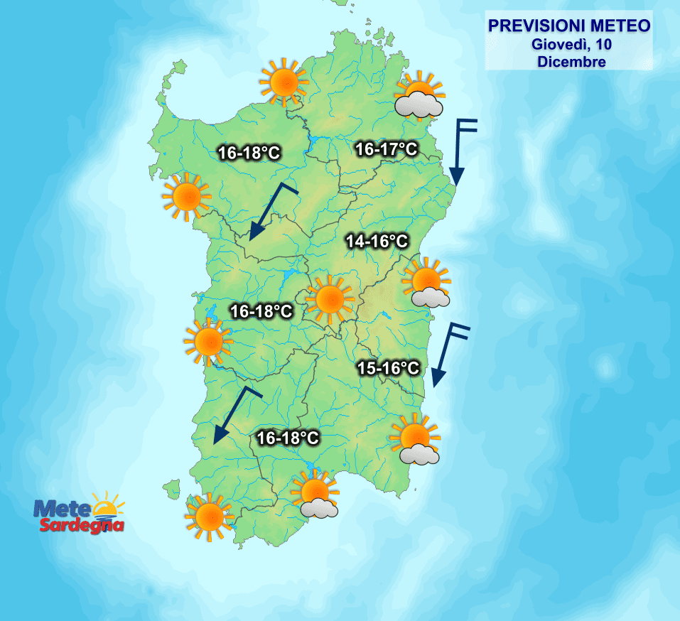 Il meteo oggi, giovedì 10 dicembre.