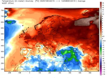 ncep cfsr europe t2m anom 350x250 - Basterà un po' di freddo per spazzare via tutto questo caldo?