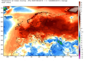 ncep cfsr europe t2m anom1 350x250 - Dalla padella alla brace: caldo a novembre e caldo a dicembre