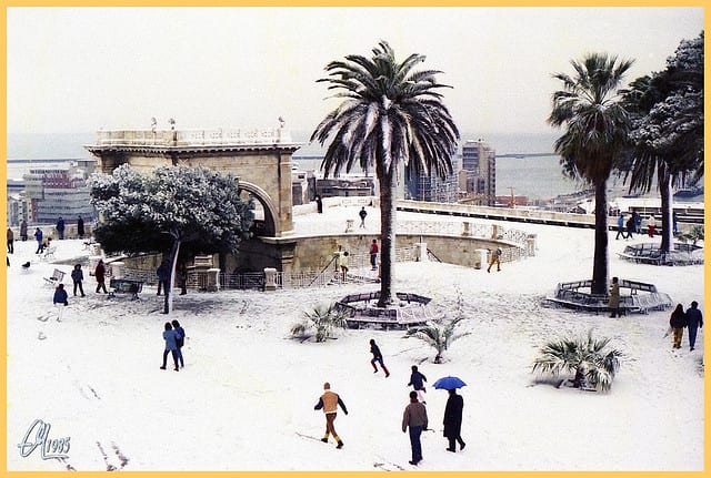 Nevicata del 9/1/1985; Cagliari. Fonte flickr.com.