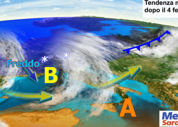 evoluzione meteo febbraio 350x250 - Scrosci di pioggia nell'Iglesiente