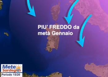 longtermsardegna09gen2015 350x250 - Arriva il grande freddo da sabato, neve anche in collina. Meteo invernale