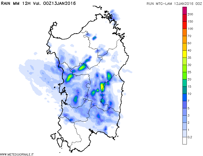 pcp12h 242 - Piogge, neve sul Gennargentu: prossime ore peggioramento meteo