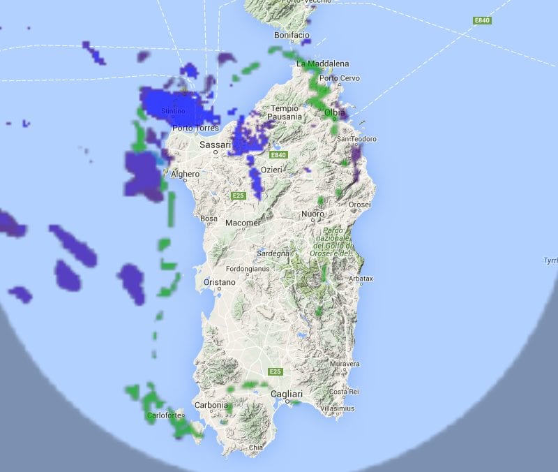 radar - Peggioramento imminente sulla Sardegna, perturbazione in arrivo da Ovest