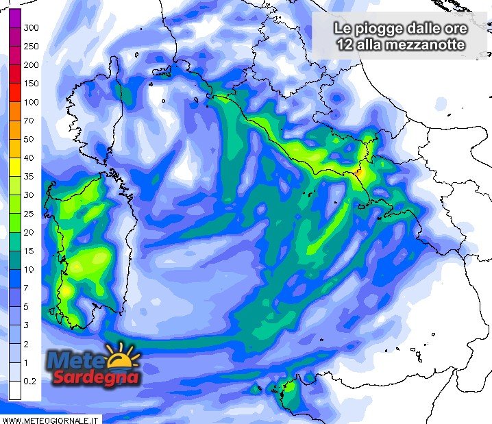 Piogge 6 - Meteo Sardegna: ecco le piogge attese dalle ore 12 alla mezzanotte